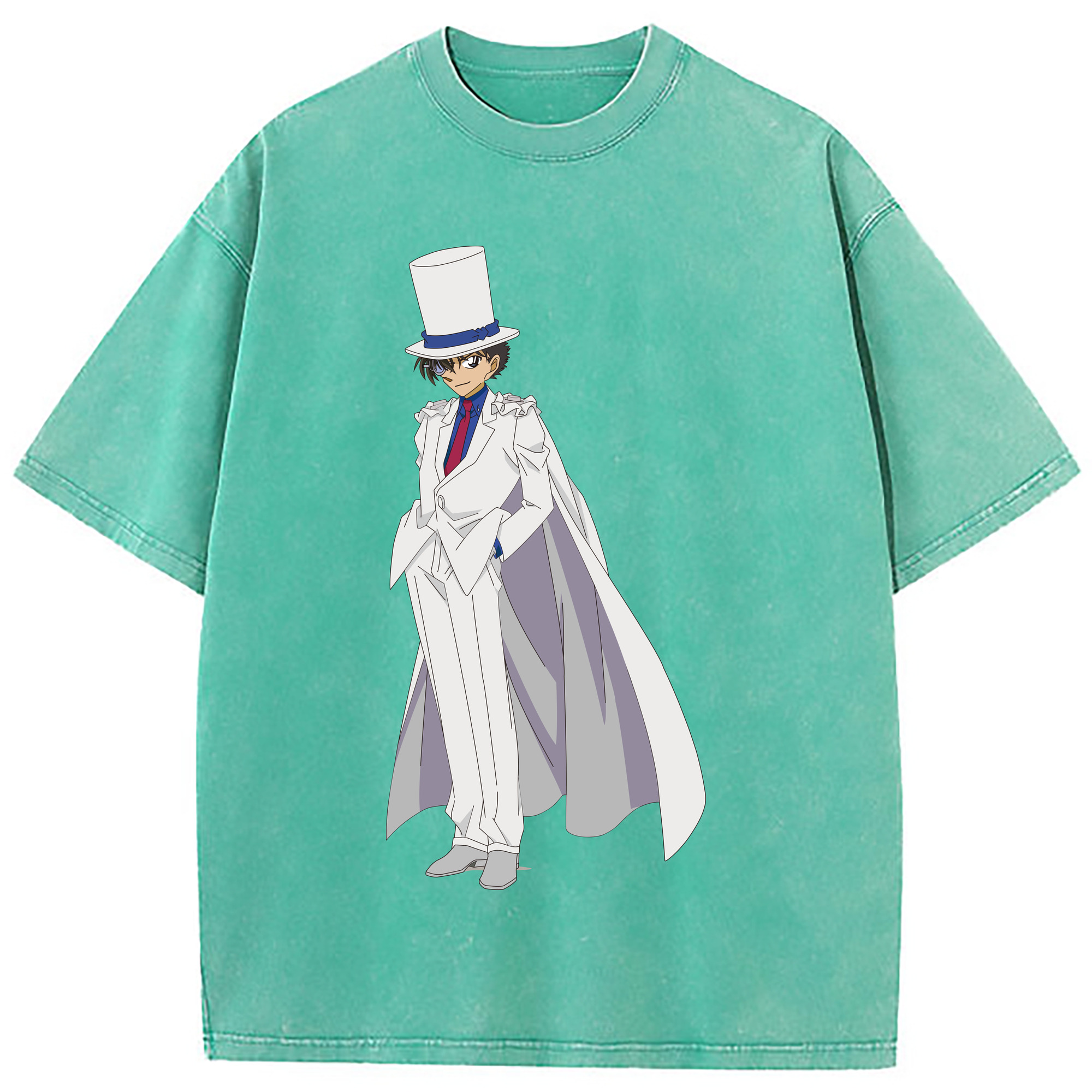 （画像用） 名探偵コナン くろば かいと Detective Conan Kuroba Kaito 綿100% ヴィンテージ風 半袖Tシャツ（フロントプリント）